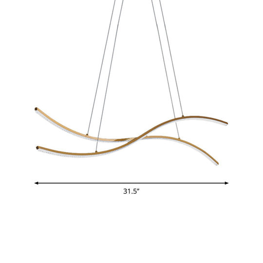 Acrylic Linear Island Pendant Lighting - Simple Led Chandelier Light In Gold Warm/White 31.5/39/47