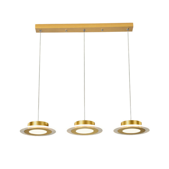 Lustre LED contemporain doré - Luminaire suspendu rond en acrylique de couleur chaude/blanche