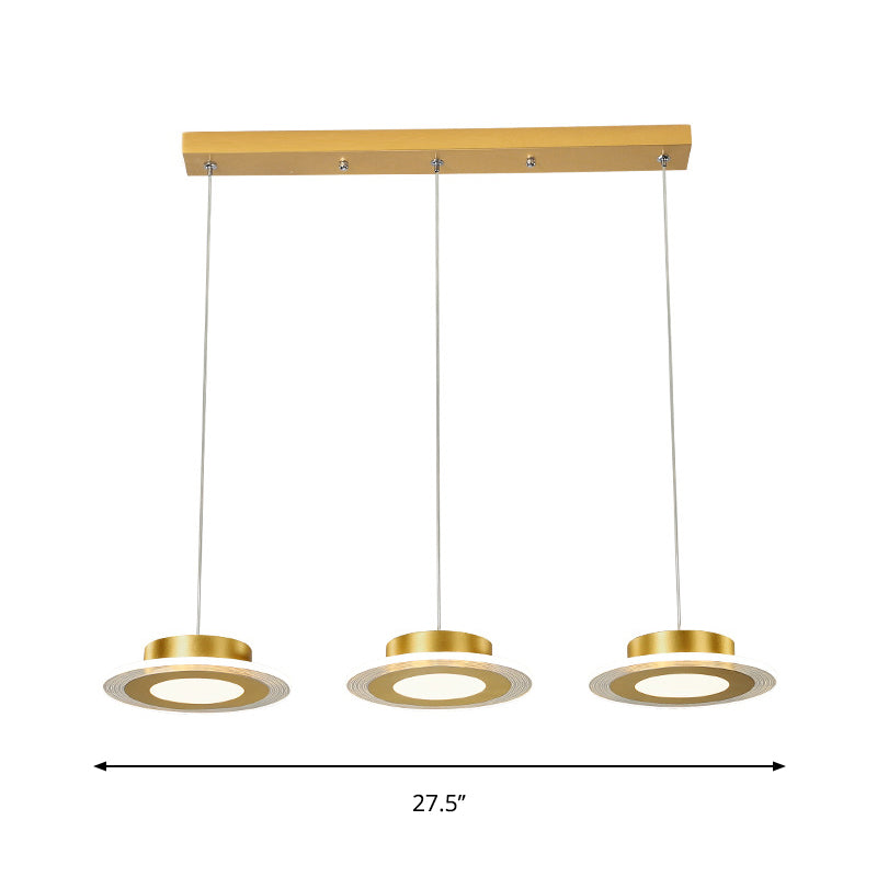 Lustre LED contemporain doré - Luminaire suspendu rond en acrylique de couleur chaude/blanche