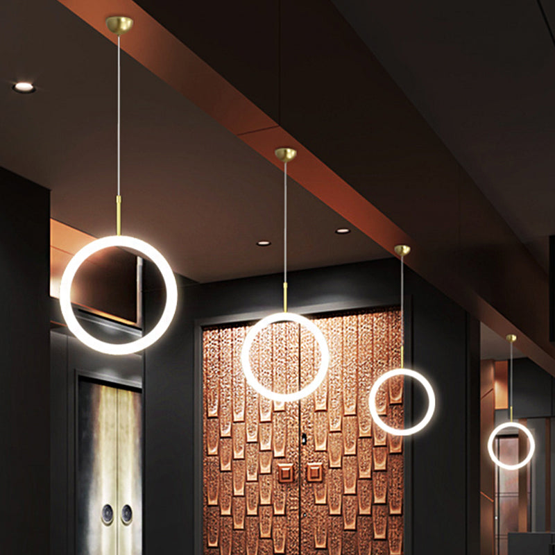 Nordic Acrylic Chandelier - Circular 1/3 Lights Gold Hanging Light Kit For Restaurants