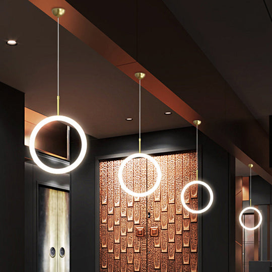 Nordic Acrylic Chandelier - Circular 1/3 Lights Gold Hanging Light Kit For Restaurants
