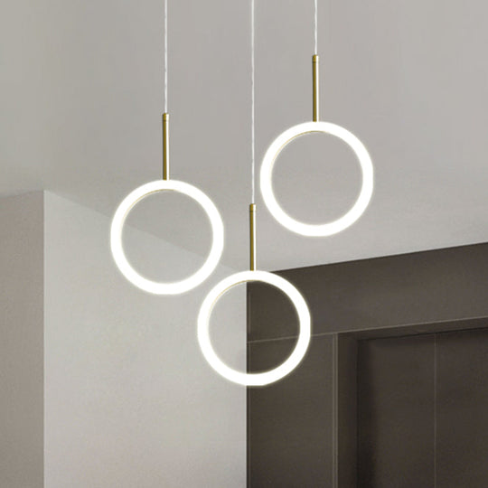 Nordic Acrylic Chandelier - Circular 1/3 Lights Gold Hanging Light Kit For Restaurants