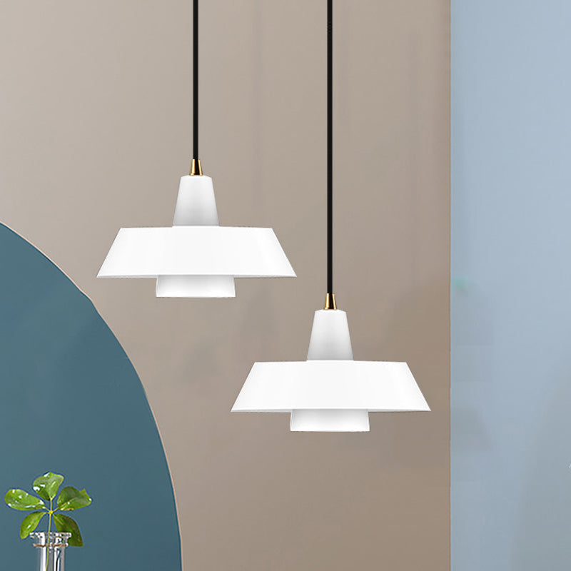 Minimalist Metallic Pendant Lamp: Black/White/Green Capped Hanging Lighting for Bedroom