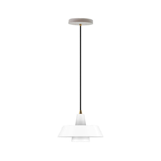 Minimalist Metallic Pendant Lamp: Black/White/Green Capped Hanging Lighting for Bedroom