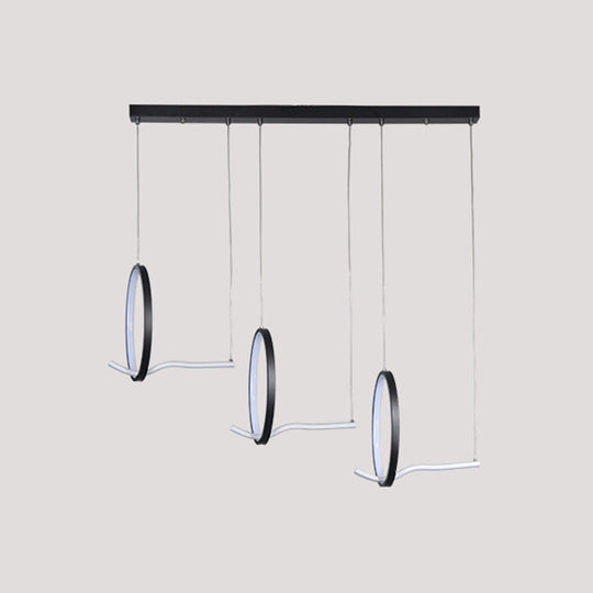 Modern Metal 3-Ringed Chandelier with LED Hanging Light Kit in Black/Gold - Warm/White Light
