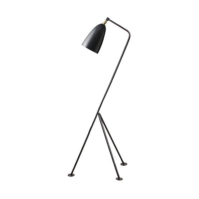 Modern Tripod Floor Lamp With Bell Shade - Metallic Design 1 Light Black/White Perfect For Bedroom
