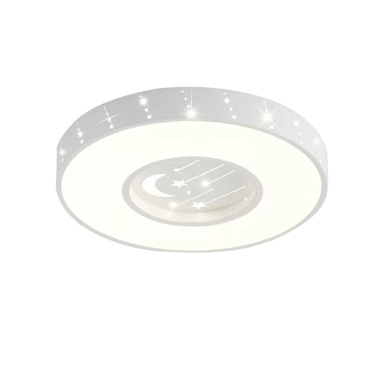 Metal Round Flush Light: Starry Ceiling Mount for Girls' Bedroom in White