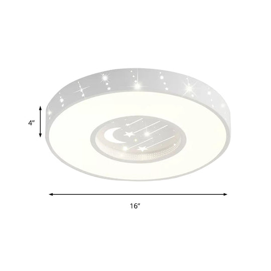 Metal Round Flush Light: Starry Ceiling Mount for Girls' Bedroom in White