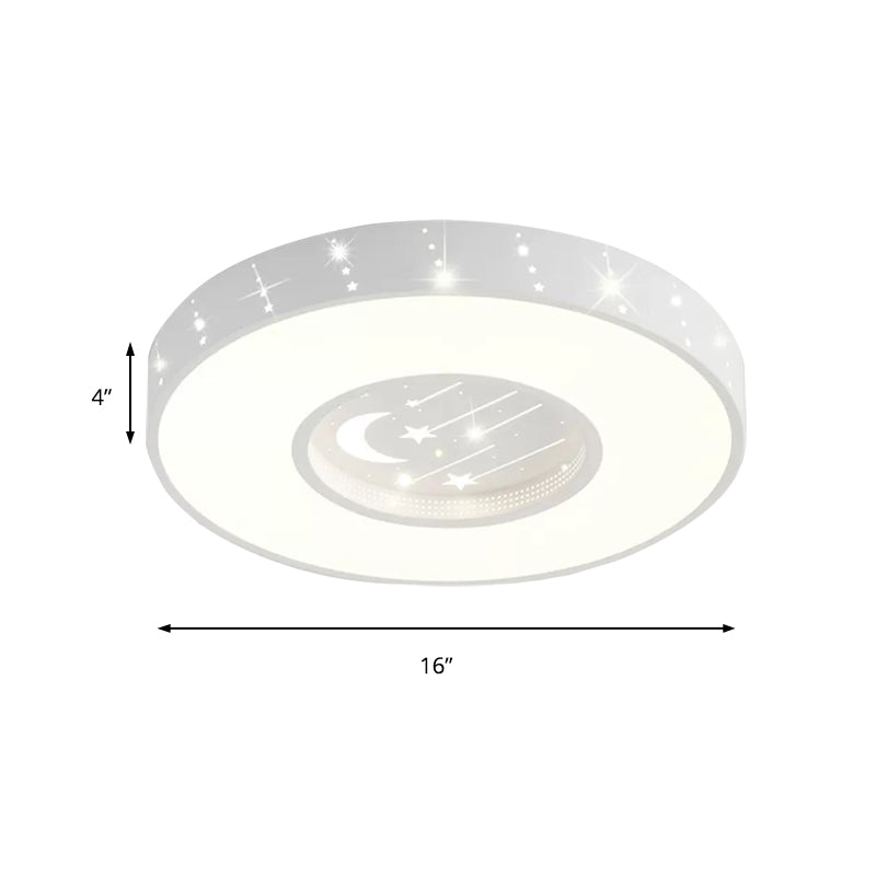 Metal Round Flush Light: Starry Ceiling Mount For Girls Bedroom In White