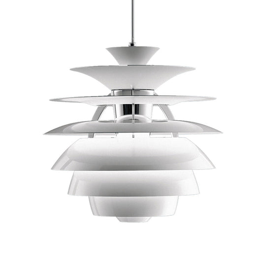 Nordic Pinecone Tiered Pendant Light For Dining Room In White Aluminum