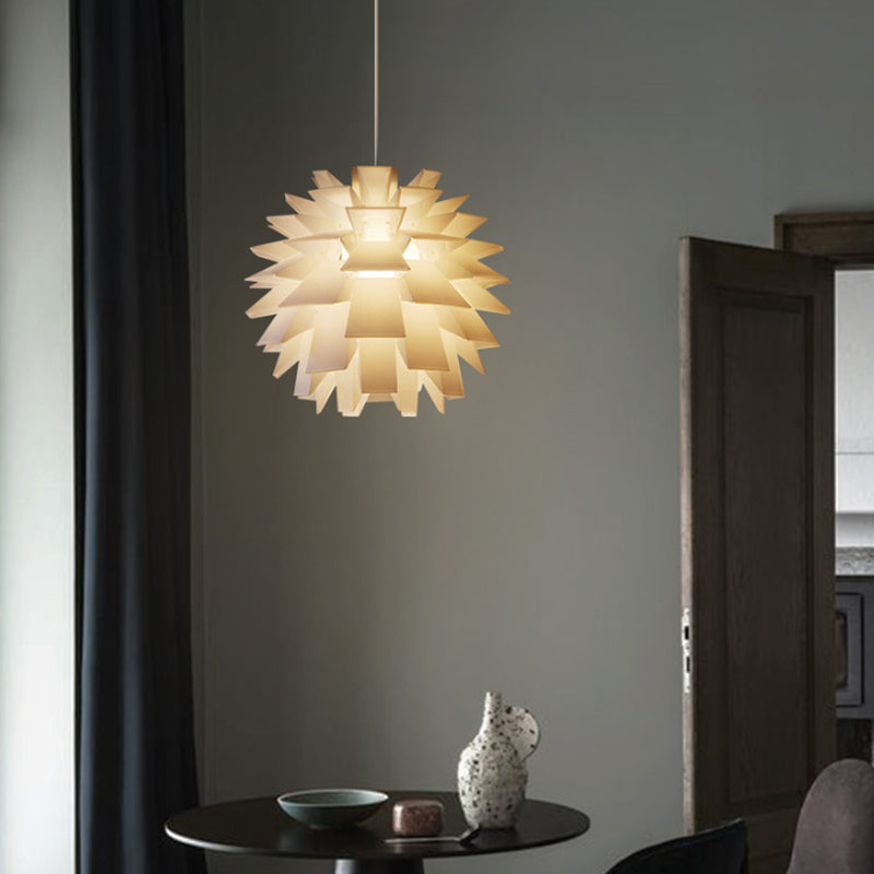 Modern Pine Cone Suspension Light - Plastic Ceiling Pendant In White