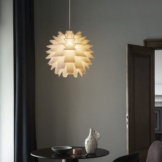 Modern Pine Cone Suspension Light - Plastic Ceiling Pendant In White