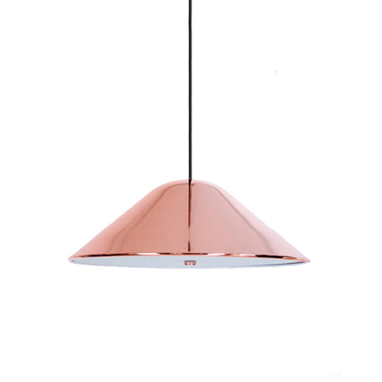 Modern Tapered Suspension Light In Matte Black Chrome And Rose Gold Finish - Perfect For Dining Room