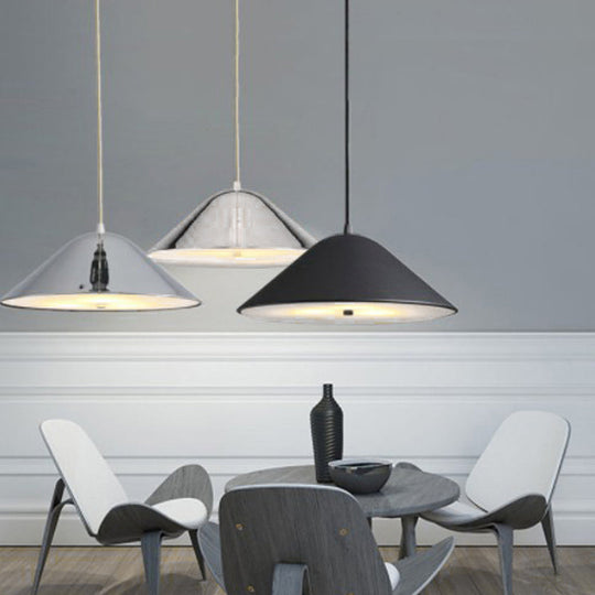 Modern Tapered Suspension Light In Matte Black Chrome And Rose Gold Finish - Perfect For Dining Room