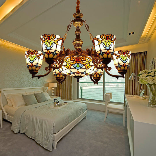 Lustres de salle à manger élégants de style baroque avec abat-jour en verre artistique et bras courbé/droit