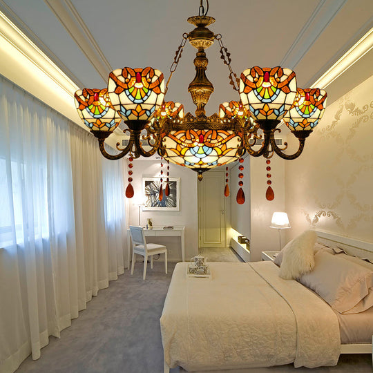 Lustres de salle à manger élégants de style baroque avec abat-jour en verre artistique et bras courbé/droit