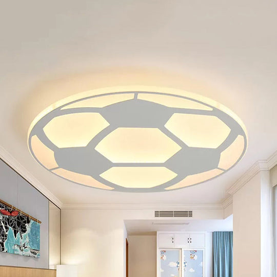 Sleek White Flush Mount Soccer Ceiling Light for Kid's Bedroom