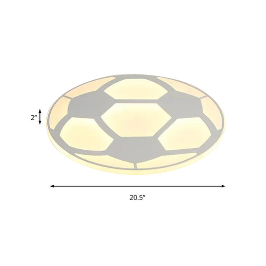 Sleek White Flush Mount Soccer Ceiling Light for Kid's Bedroom