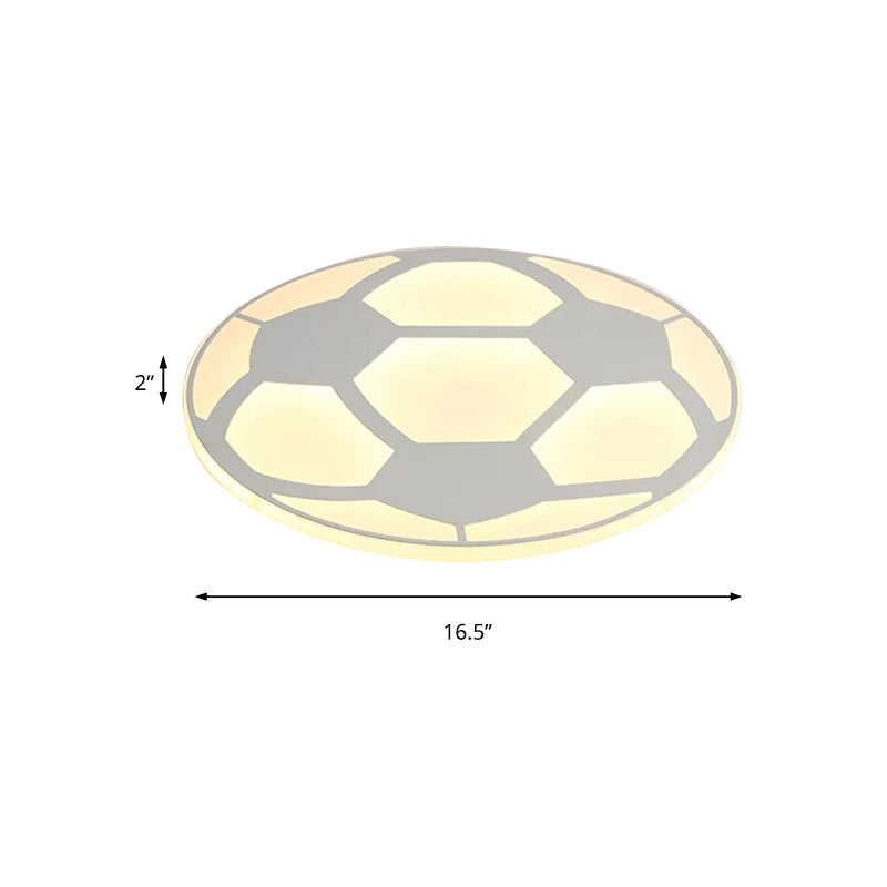 Sleek White Flush Mount Soccer Ceiling Light for Kid's Bedroom