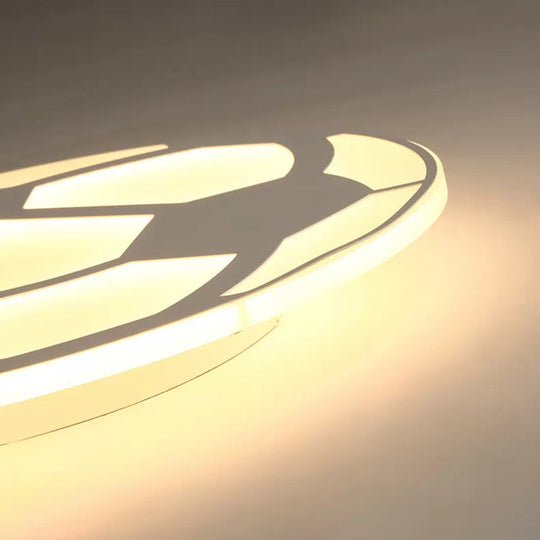 Sleek White Flush Mount Soccer Ceiling Light for Kid's Bedroom