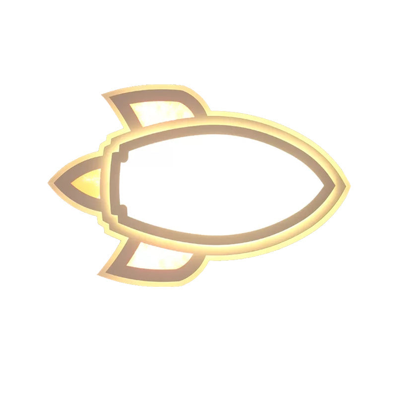 Modern White Flush Mount Spaceship Ceiling Light for Game Rooms