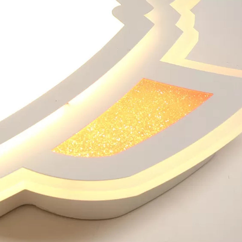 Modern White Flush Mount Spaceship Ceiling Light for Game Rooms