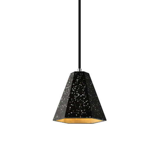 Geometric Cement Pendant Light - 1 Light Simplicity Hanging Light (Black/White/Yellow)