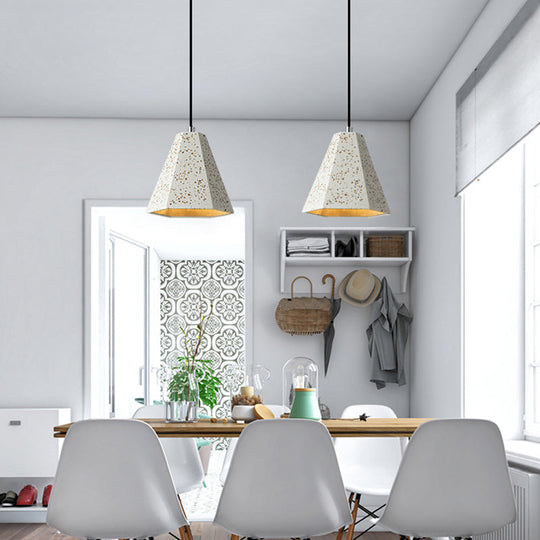 Geometric Cement Pendant Lighting - Simplicity Black/White/Yellow Hanging Light