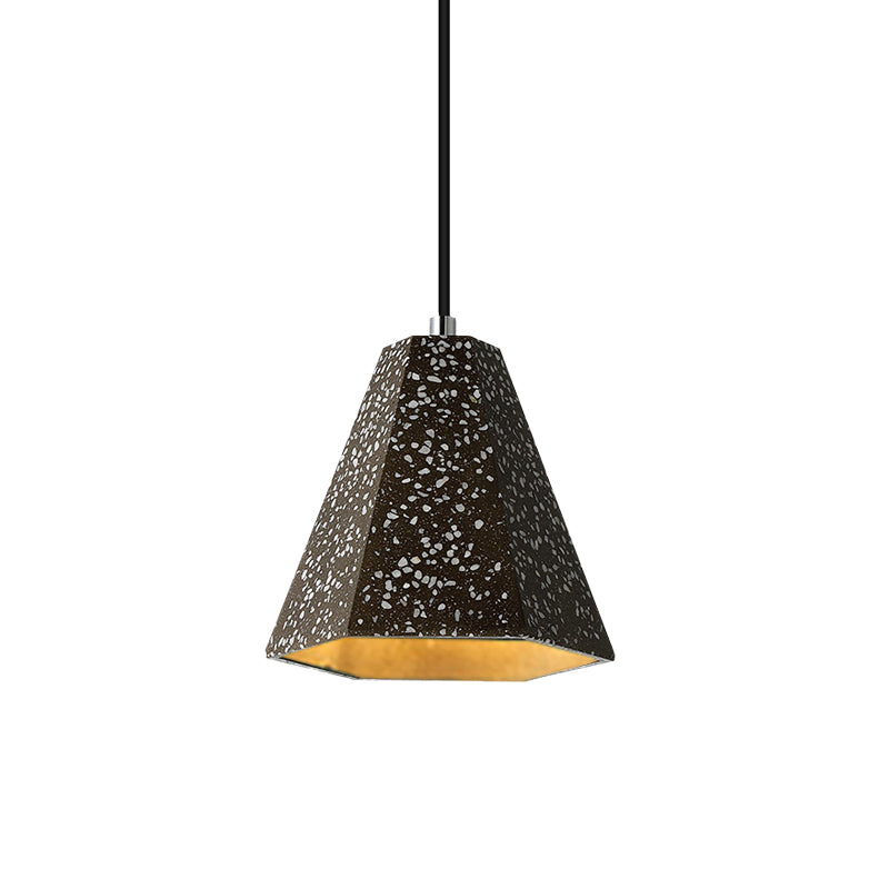 Geometric Cement Pendant Light - 1 Light Simplicity Hanging Light (Black/White/Yellow)