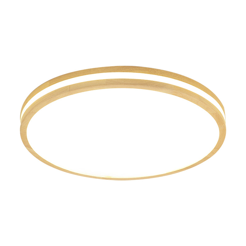 Japanese Style Flush Ceiling Light - Acrylic and Wood, LED Ceiling Lamp in Beige for Porch - 12"/16"/19.5"/23.5 inch Wide