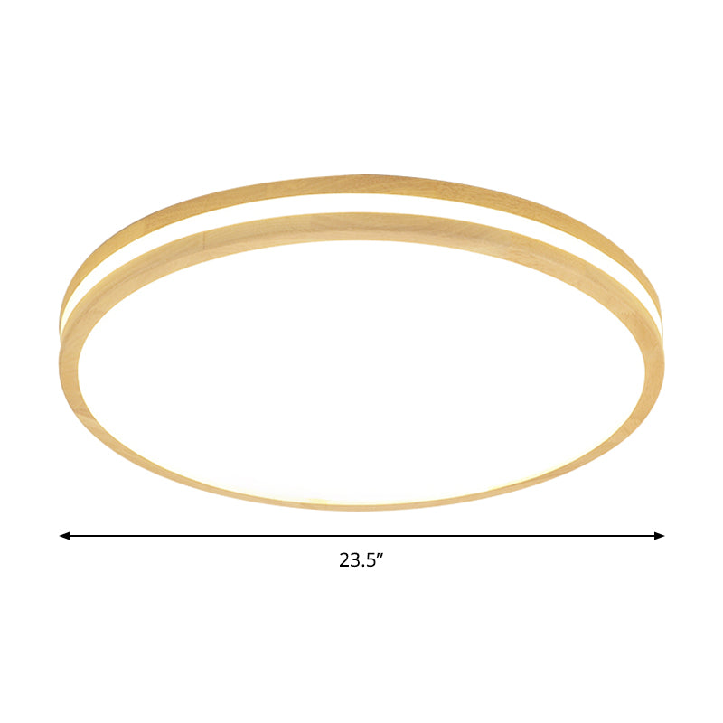 Japanese Style Flush Ceiling Light - Acrylic And Wood Led Lamp In Beige For Porch 12/16/19.5/23.5