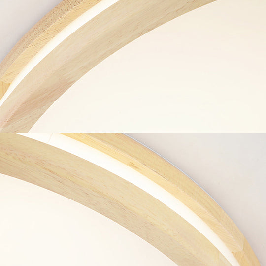 Japanese Style Flush Ceiling Light - Acrylic and Wood, LED Ceiling Lamp in Beige for Porch - 12"/16"/19.5"/23.5 inch Wide