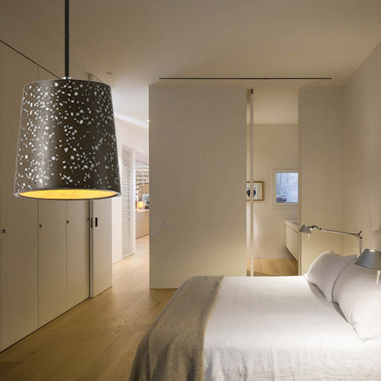 Nordic Style Cement Cone Pendant Lighting - 1 Light Black/White/Brown Hanging