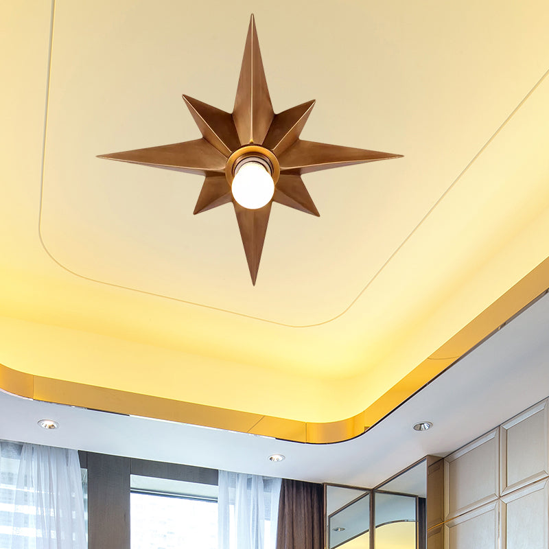 Contemporary Black/Bronze Anise Star Flush Ceiling Light - 1 Head Stairway Flush Mount Fixture