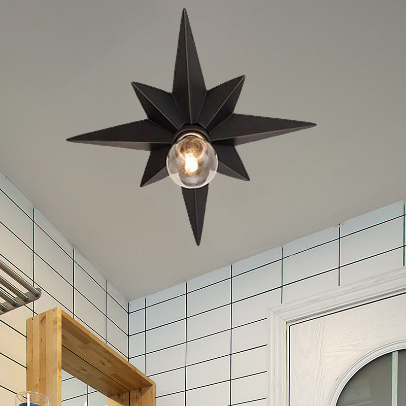 Contemporary Black/Bronze Anise Star Flush Ceiling Light - 1 Head Stairway Flush Mount Fixture