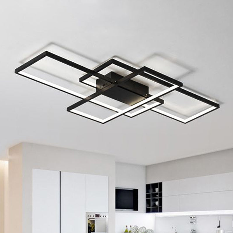 Contemporary Acrylic LED Flush Ceiling Light - 33.5"/41" Wide - Flushmount Lighting in Black/White - Warm/White/Natural Light Options