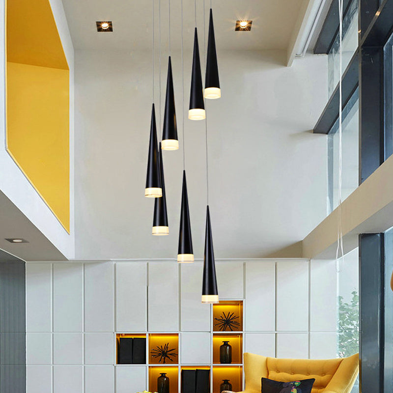 Kit de lampe suspendue conique : lampe suspendue simple en métal noir/argenté/doré en blanc chaud/neutre