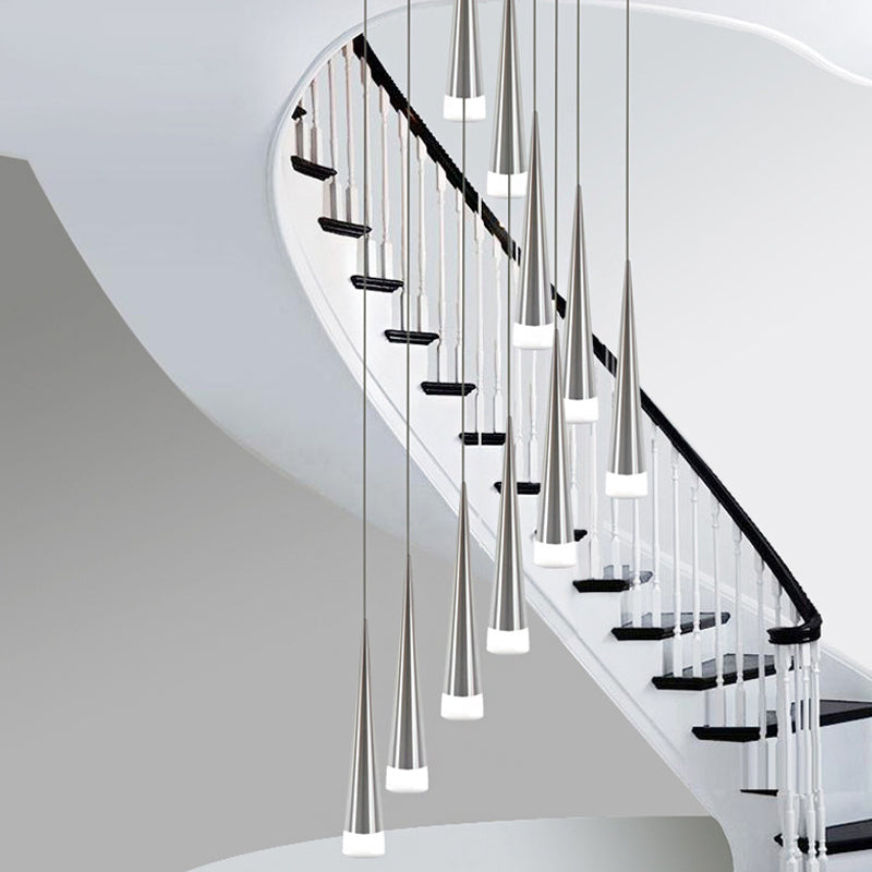 Kit de lampe suspendue conique : lampe suspendue simple en métal noir/argenté/doré en blanc chaud/neutre