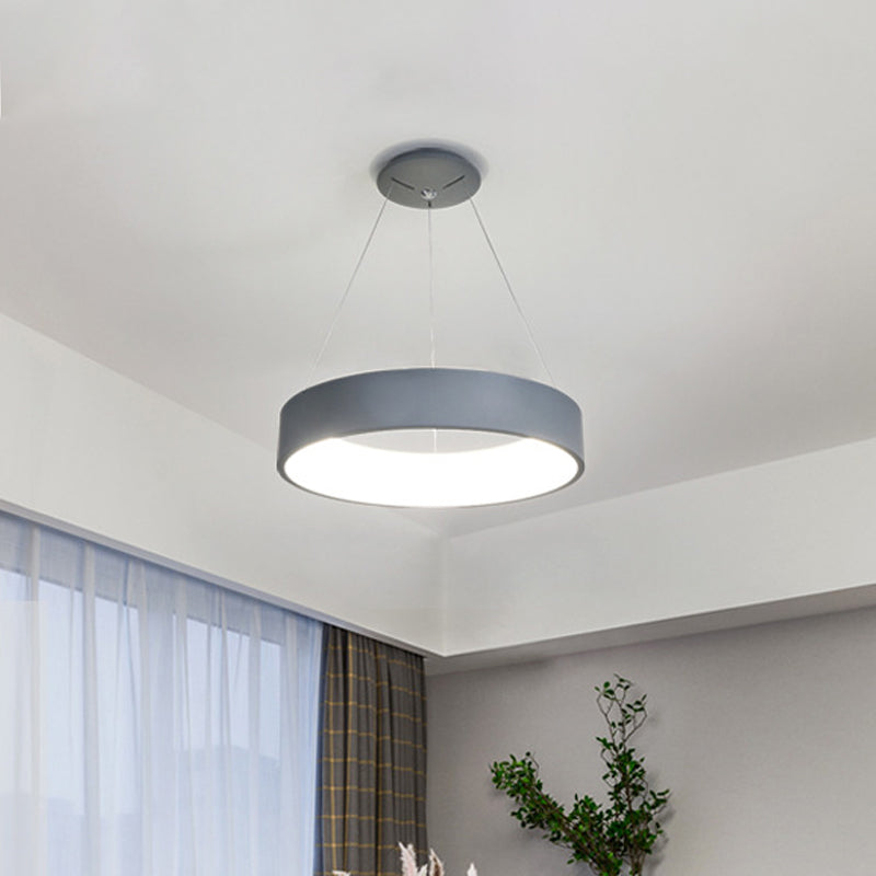 Minimalist Metal Ring Integrated LED Pendant Light - 3 Size & Color Options for Dining Room