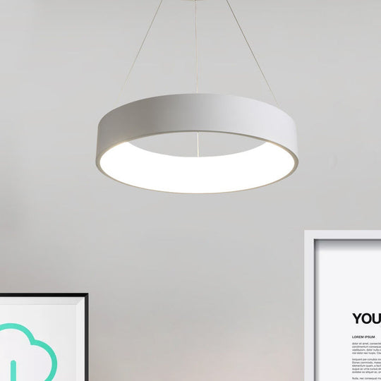 Minimalist Metal Ring Integrated LED Pendant Light - 3 Size & Color Options for Dining Room