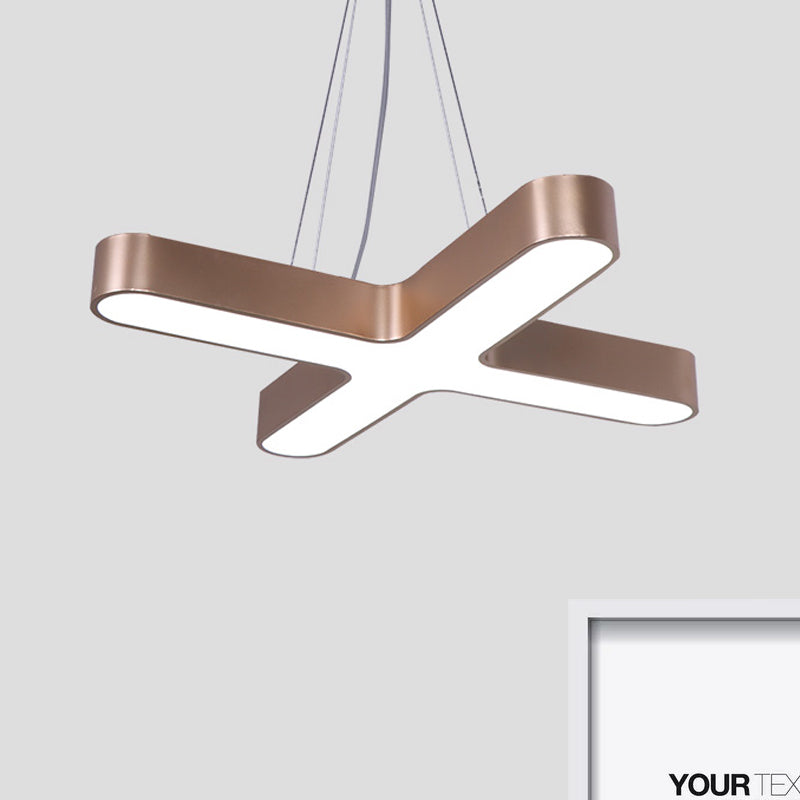 Modern White/Black/Gold Cross Hanging Lamp - 23.5/35.5 Wide Led Metal Ceiling Pendant Light With