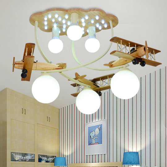 Contemporary Cloud & Glider Semi Flush Mount Ceiling Light for Kindergarten