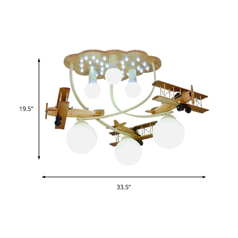 Contemporary Cloud & Glider Semi Flush Mount Ceiling Light for Kindergarten