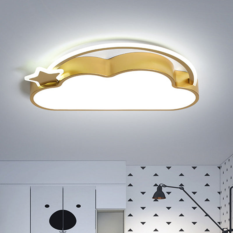 Cloud & Star Led Ceiling Light For Kids Bedroom - Simple Pink/Gold Design Gold