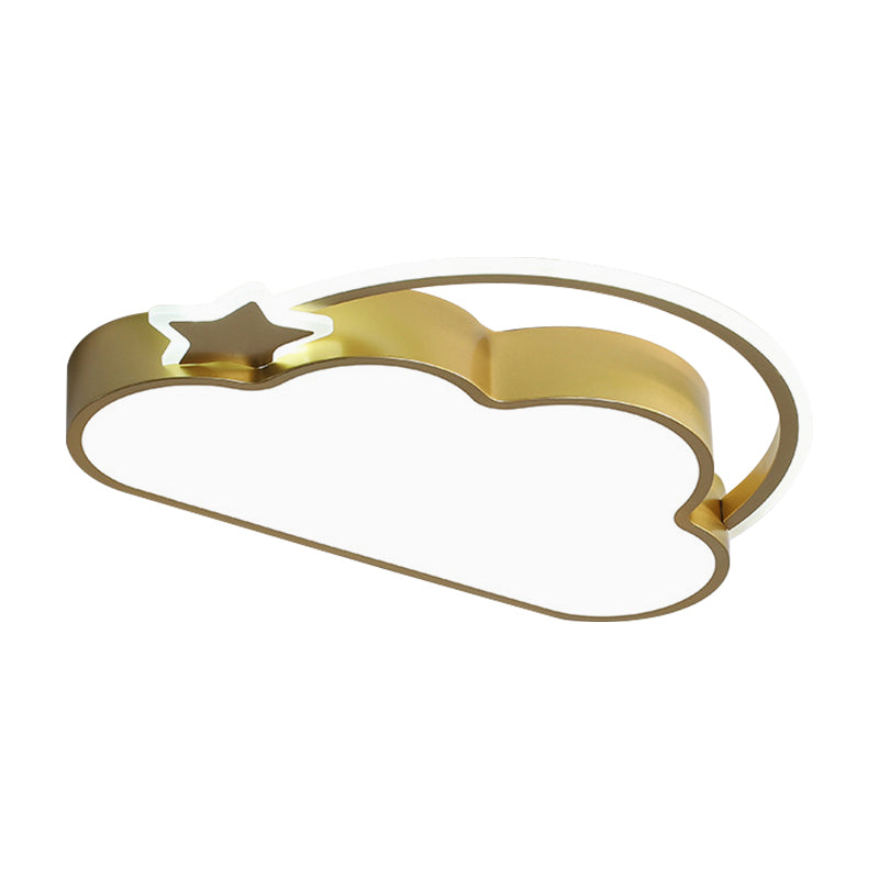 Cloud & Star LED Ceiling Light for Kid's Bedroom - Simple Pink/Gold Design