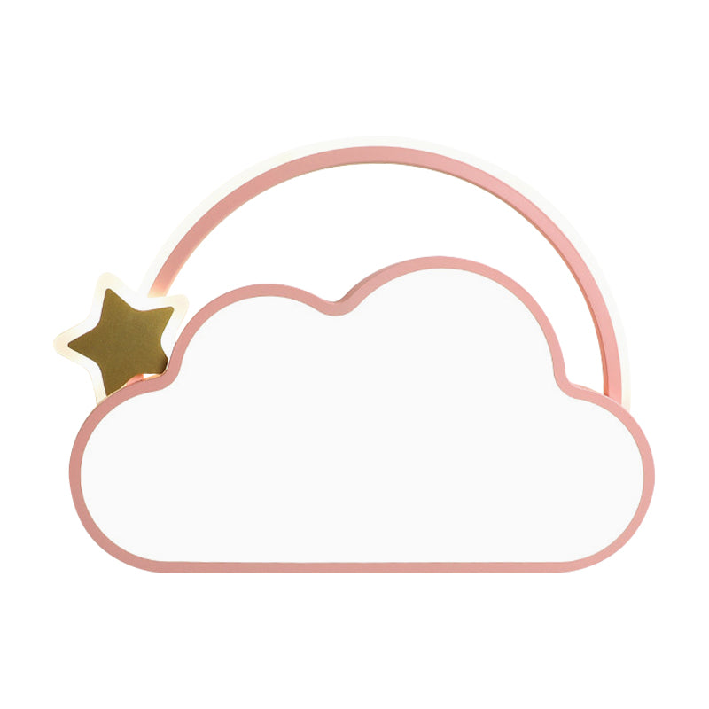Cloud & Star LED Ceiling Light for Kid's Bedroom - Simple Pink/Gold Design
