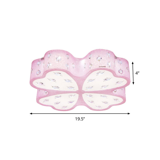 Kid's LED Pink Flower Ceiling Light with Crystal Deco