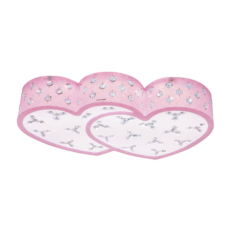 Modern Pink LED Flush Lamp: Heart-Shaped Ceiling Fixture with Acrylic Shade