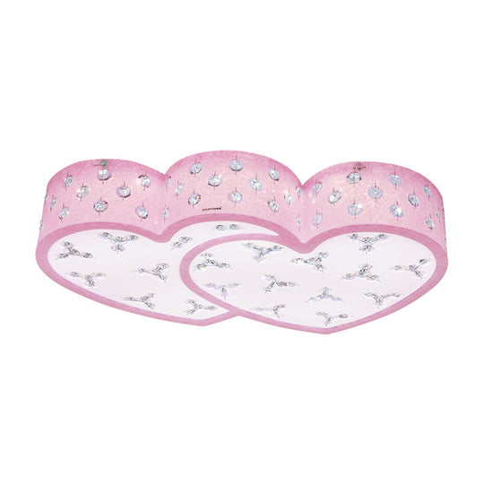 Modern Pink LED Flush Lamp: Heart-Shaped Ceiling Fixture with Acrylic Shade