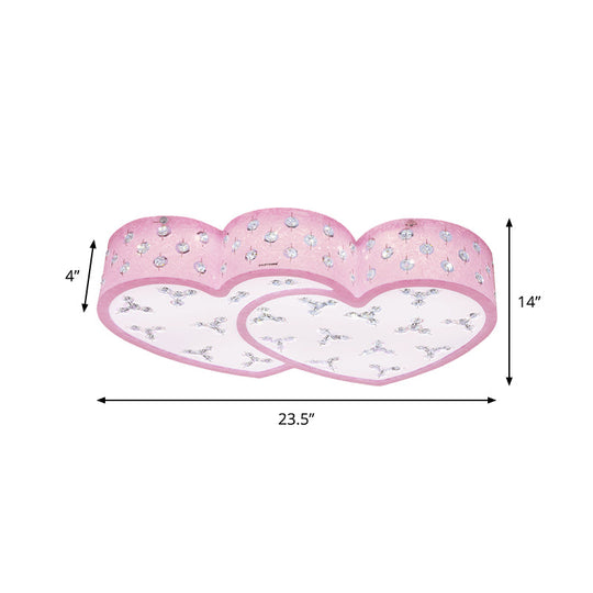 Modern Pink LED Flush Lamp: Heart-Shaped Ceiling Fixture with Acrylic Shade